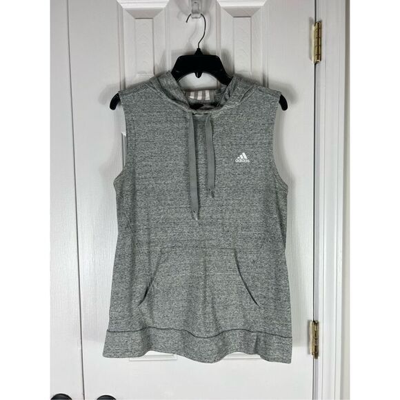 Adidas Mens Grey Vest Hooded Pullover Size L - Picture 1 of 4